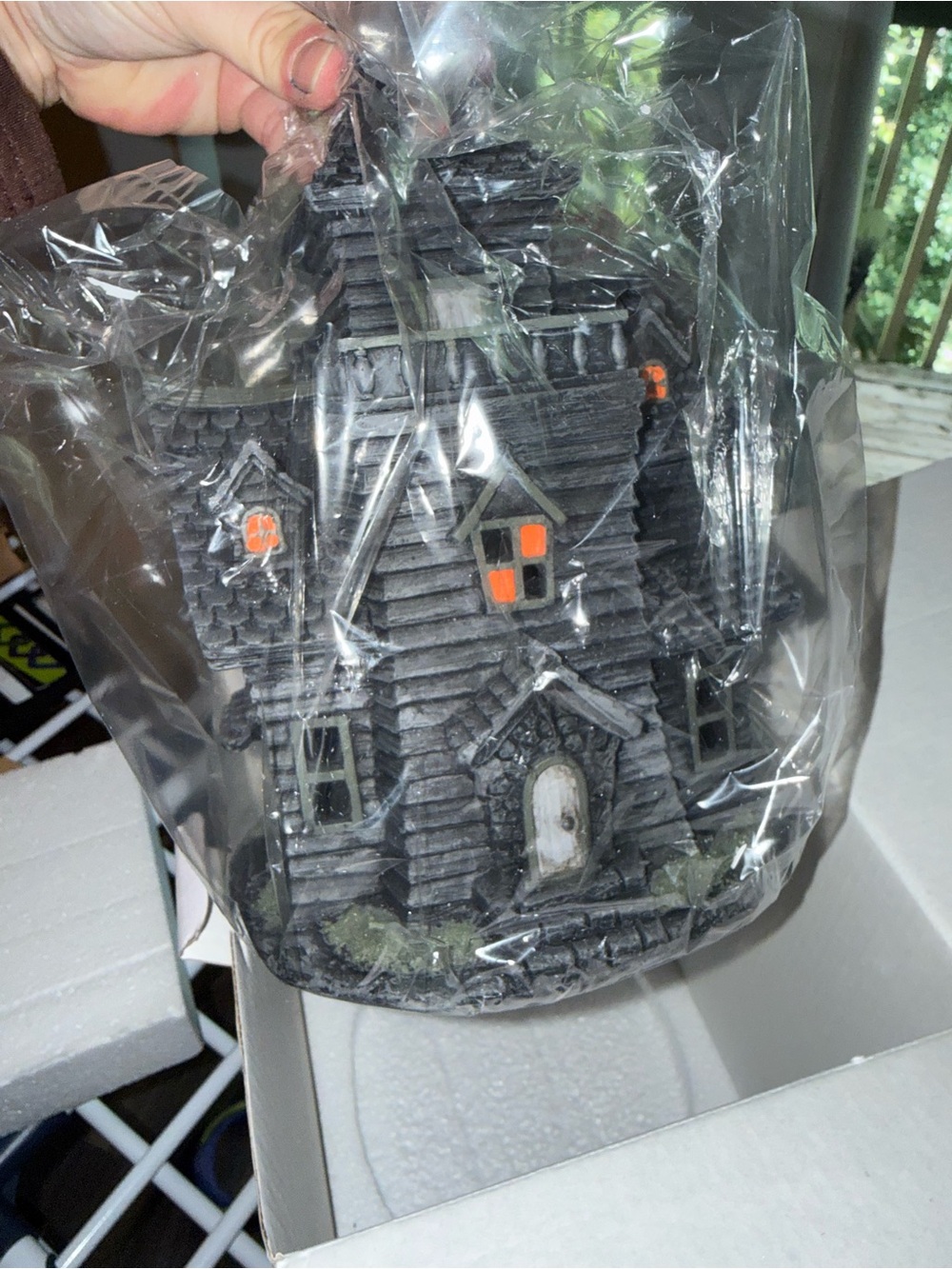 Scentsy Haunted House Wax Warmer - Gray with Orange Accents